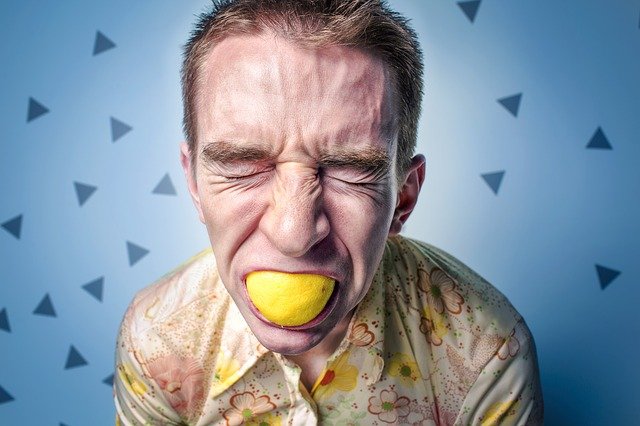 man with lemon mouth